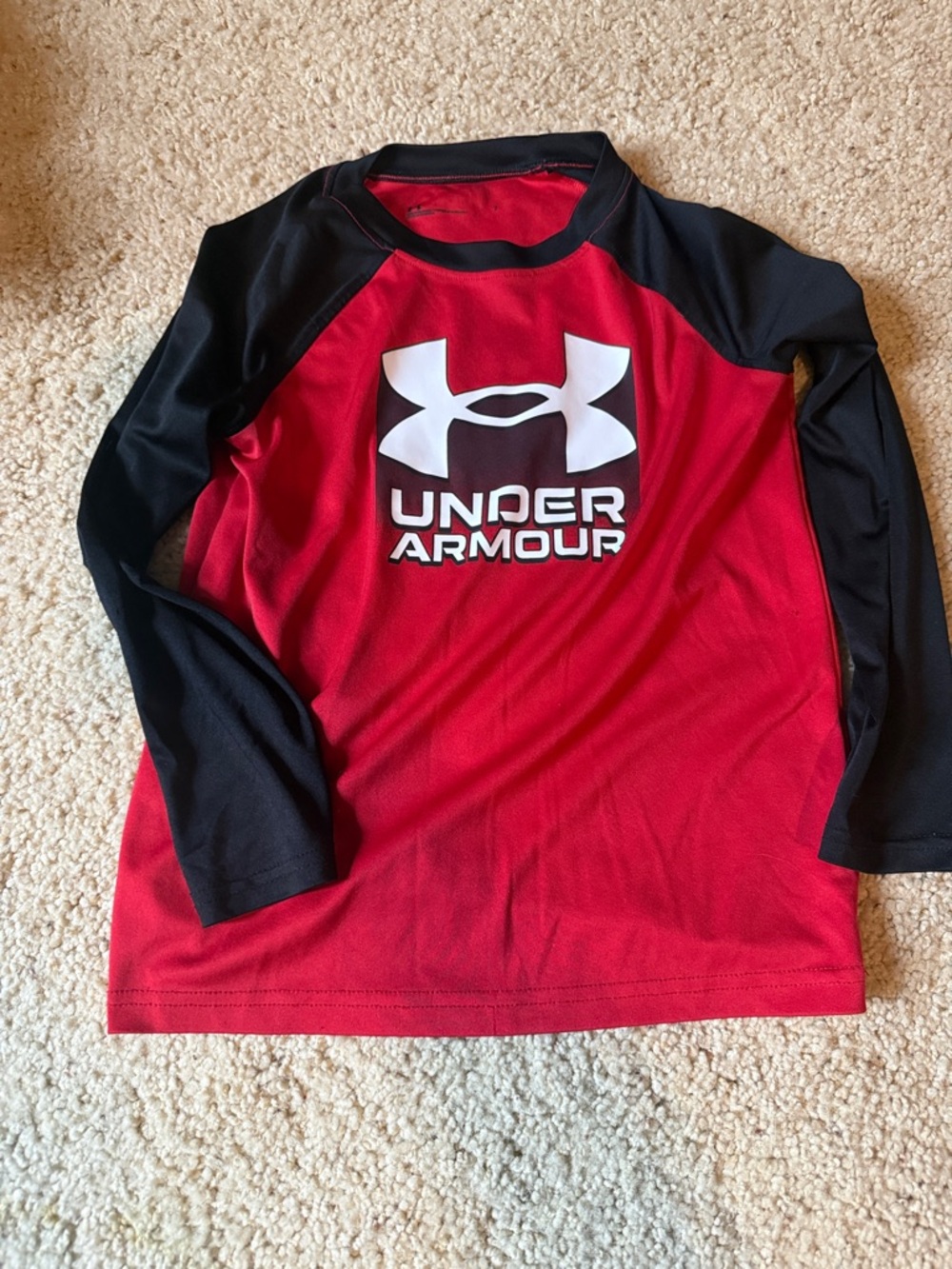 Under Armour Red and Black Long Sleeve Logo Shirt